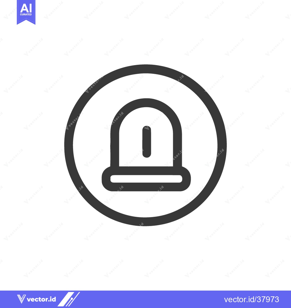 Premium Vector of Emergency Alert Icon: Bold Outline of Alarm Bell in Circle