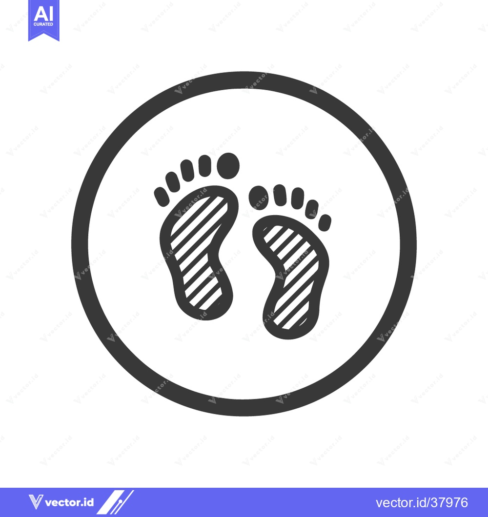 Premium Vector dari Footprints Icon: Stylized Black and White Graphic in Circle