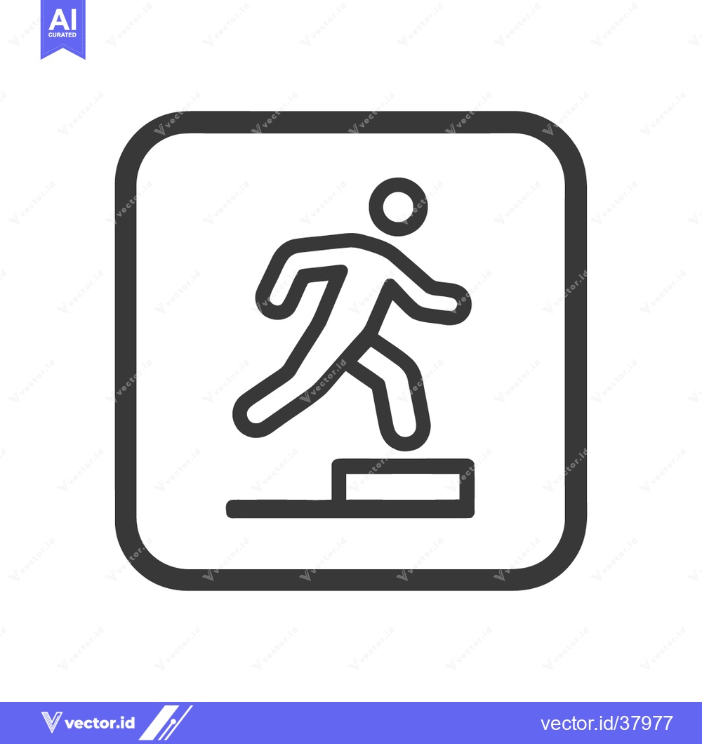 Premium Vector dari Ascending Steps: Minimalist Icon of a Figure Climbing Stairs in a Roun