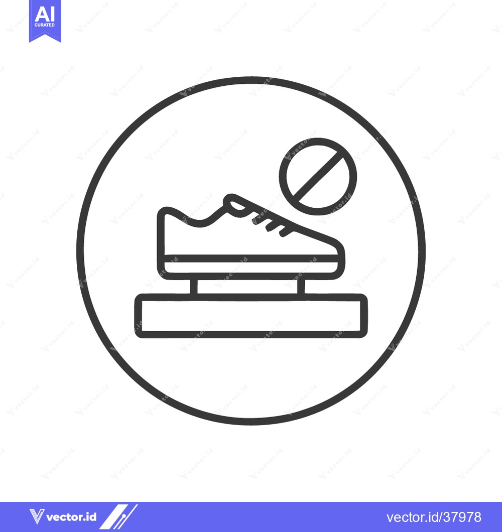 Premium Vector dari No Shoes Allowed Icon: Minimalist Symbol in Circular Frame, Black and