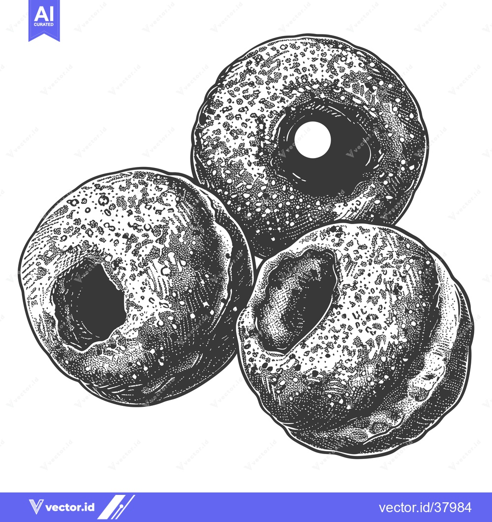 Premium Vector of Three Delicious Glazed Donuts Arranged Together
