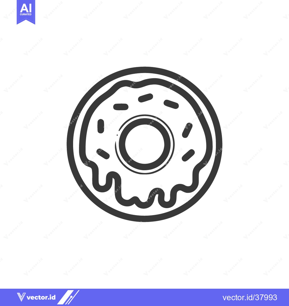 Premium Vector of Minimalist Donut Icon with Sprinkles and Dripping Glaze Outline