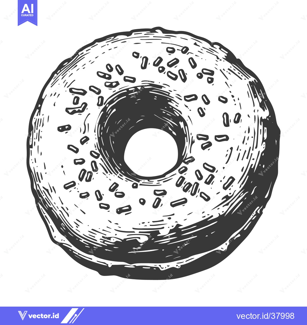 Premium Vector of A delicious ring shaped donut covered in tiny sprinkles depicted