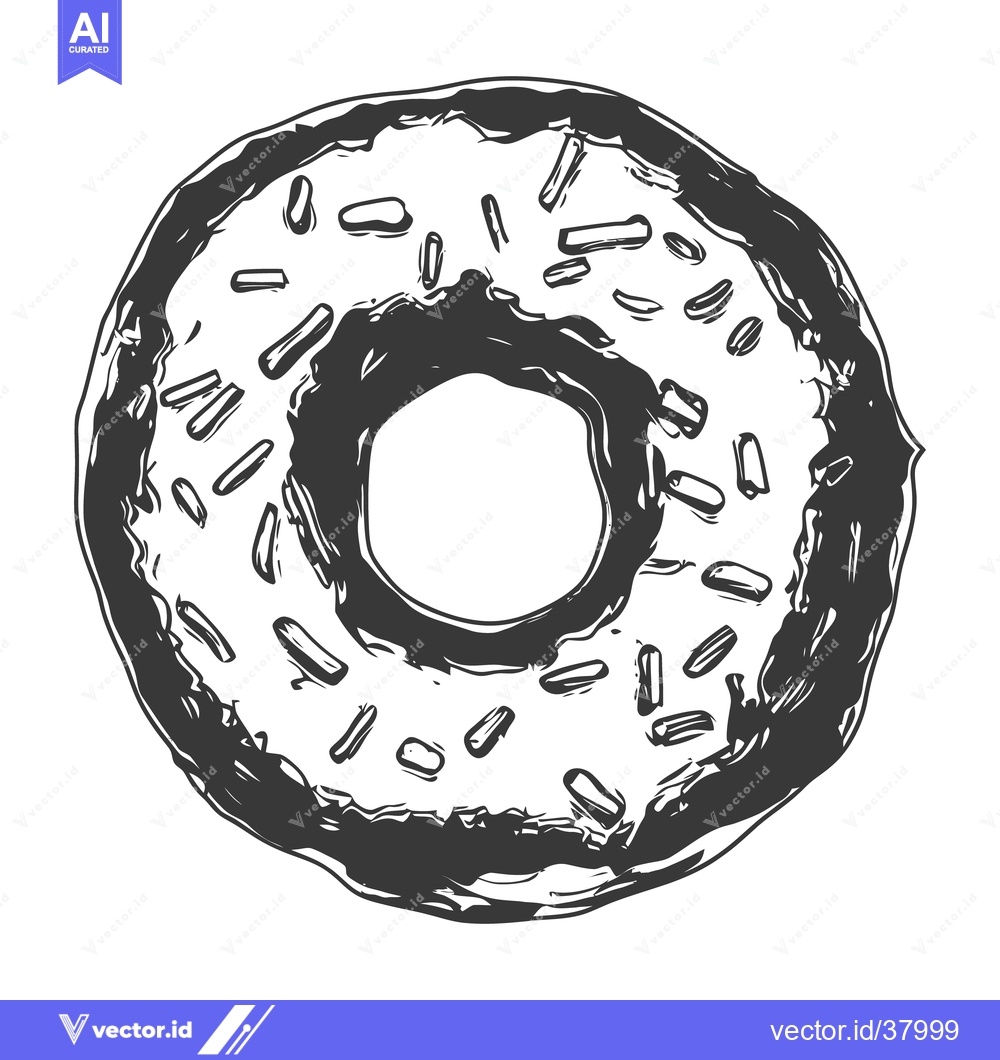 Premium Vector dari A delicious drawing of a frosted doughnut with sprinkles on top
