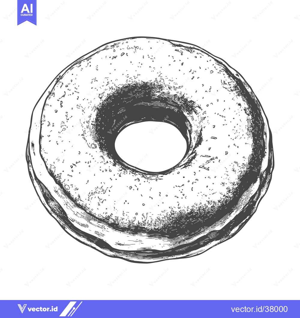 Premium Vector dari A detailed illustration depicts a single glazed ring donut shape