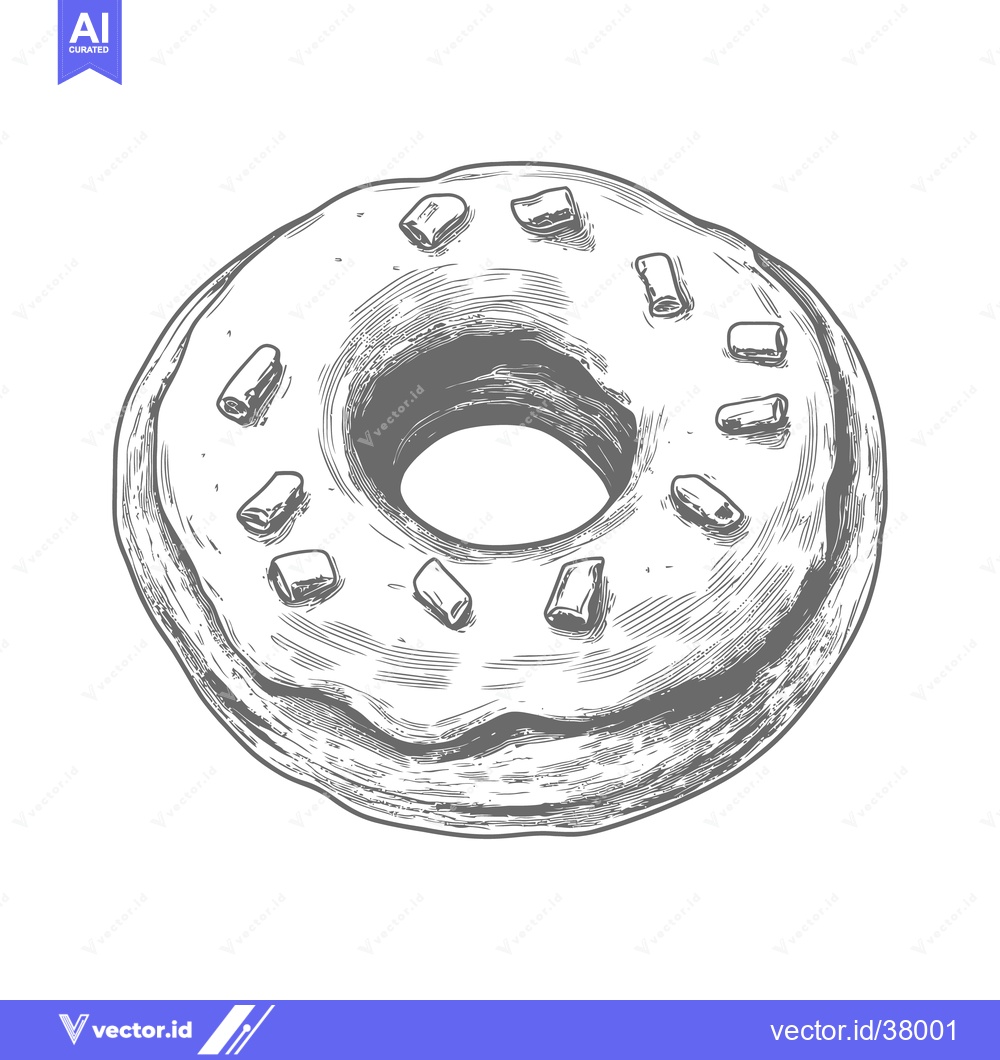 Premium Vector of A detailed black and white image of a frosted donut