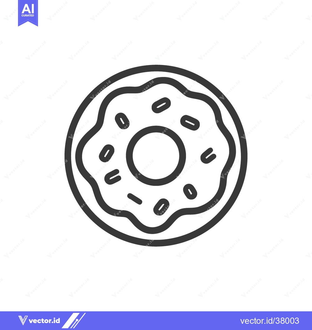 Premium Vector of Minimalist Donut Icon with Sprinkles, Outline Style on White Backgroun
