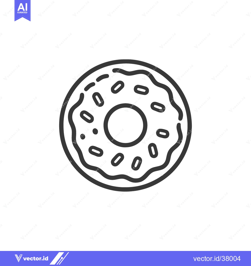Premium Vector dari Minimalist Donut Icon with Sprinkles, Outline Style, Isolated on White