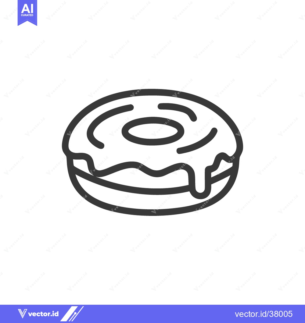 Premium Vector dari Minimalist Donut Icon with Dripping Glaze, Outline Style, Isolated on