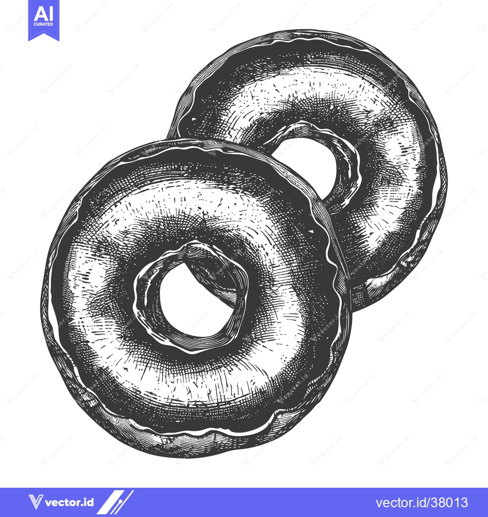 Premium Vector of Two Delicious Glazed Donuts Drawn in Ink