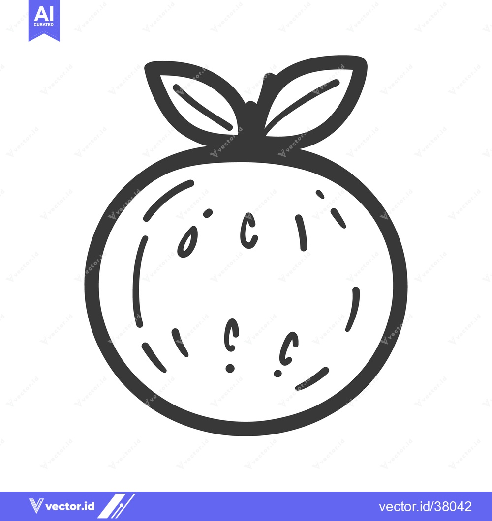 Premium Vector dari A simple drawn illustration of a round fruit with leaves