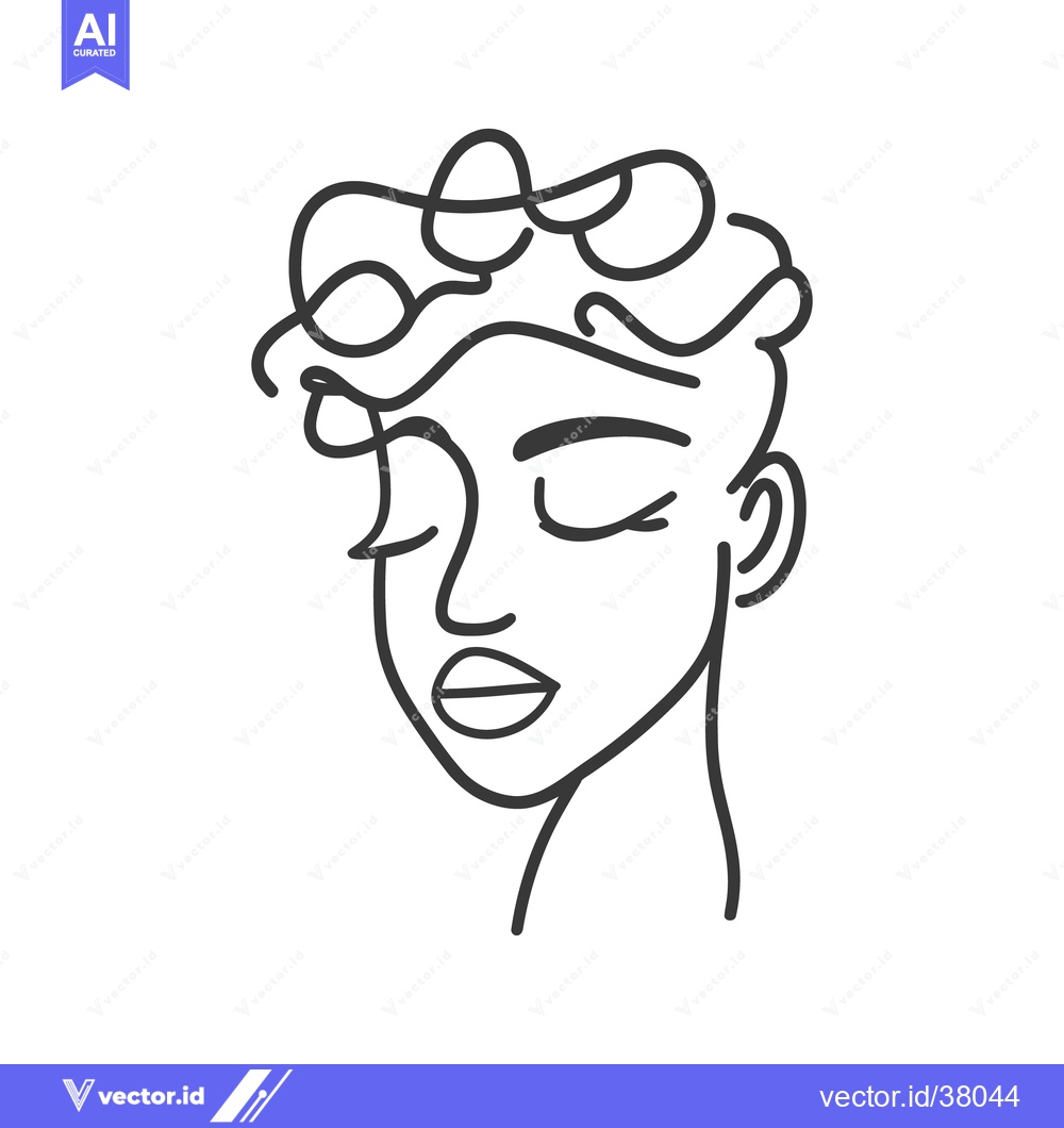 Premium Vector dari A simple minimalist line drawing of a closed eyed face