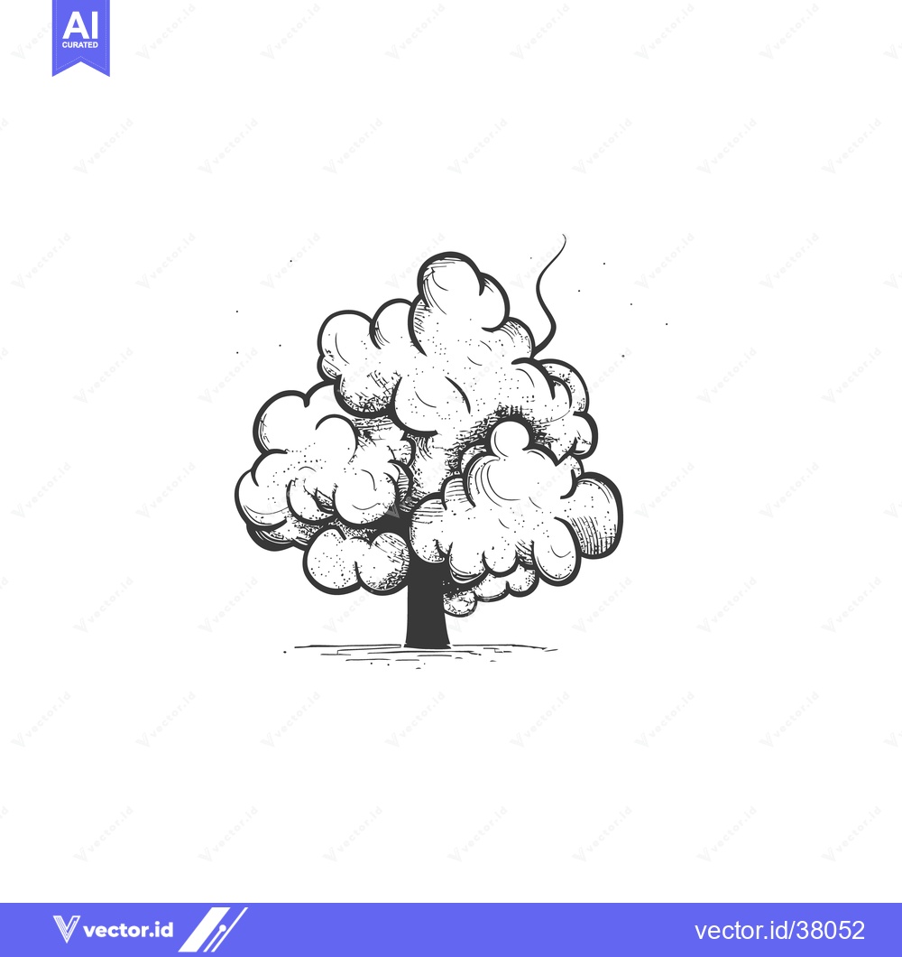 Premium Vector dari A black and white tree illustration on a white background