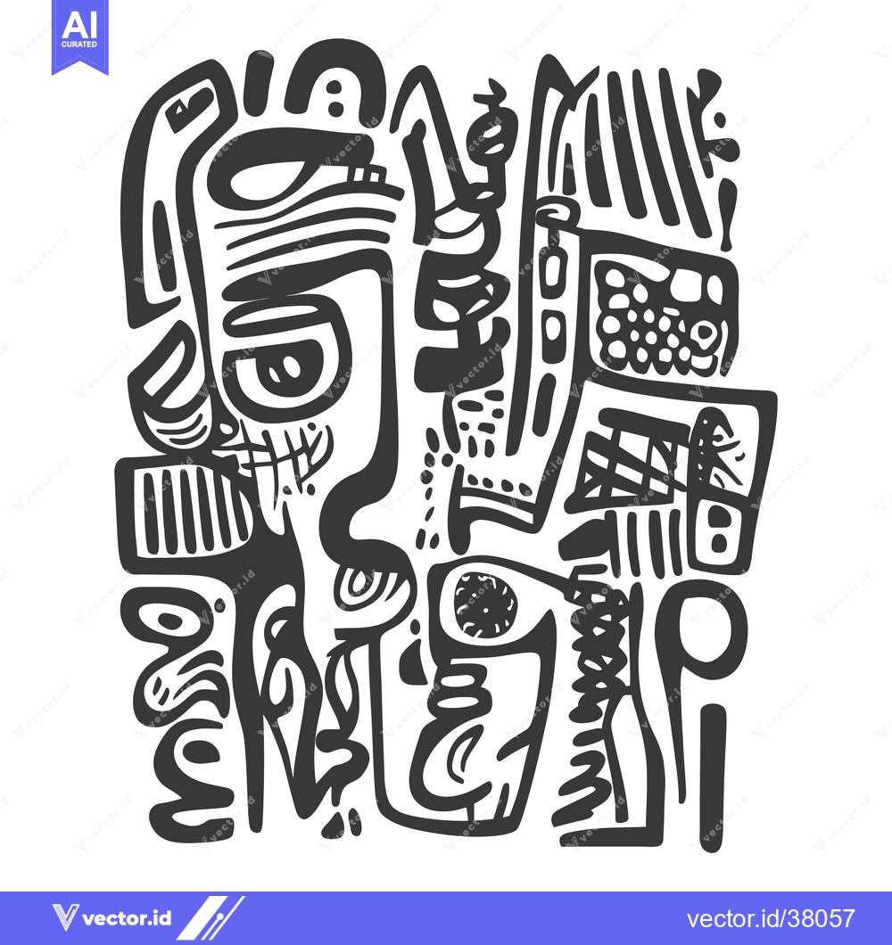 Premium Vector of Abstract ink drawing presents an expressive and unique artistic compos