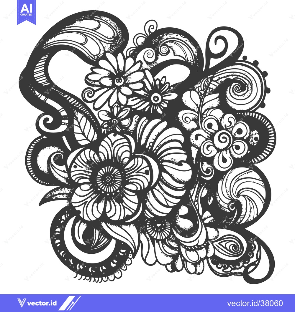 Premium Vector dari Decorative floral design featuring several flowers with intricate patt