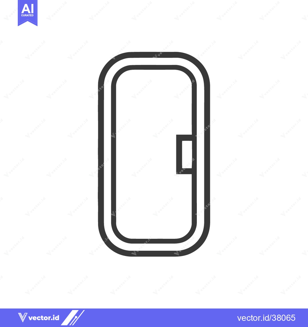 Premium Vector dari Minimalist Airplane Window Icon: Double-Lined Frame with Handle Detail