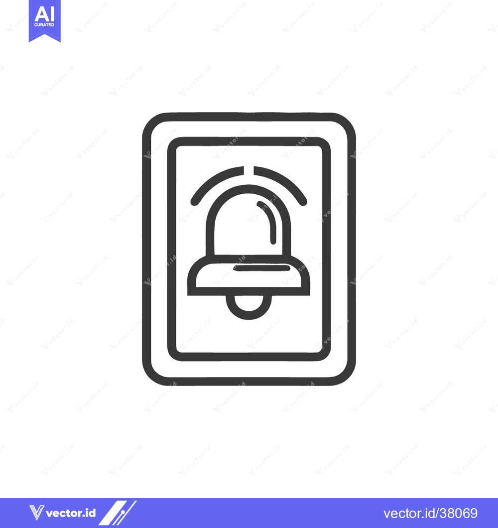 Premium Vector of Minimalist Bell Icon: Notification Symbol in Framed Outline Design