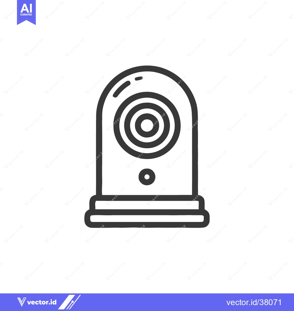 Premium Vector of Minimalist Security Camera Icon with Concentric Circles and Rounded De
