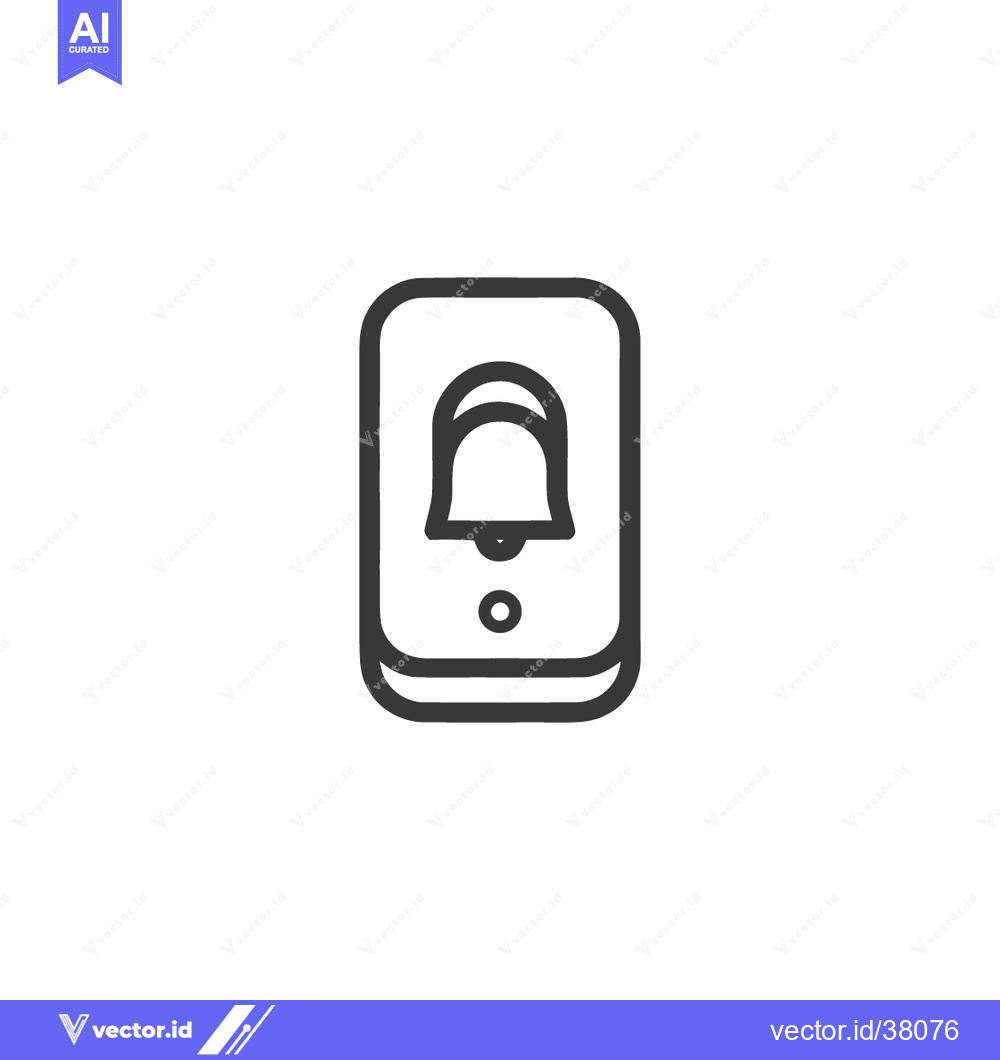 Premium Vector of Minimalist Notification Icon: Bell Inside Rounded Rectangle, Clean Lin