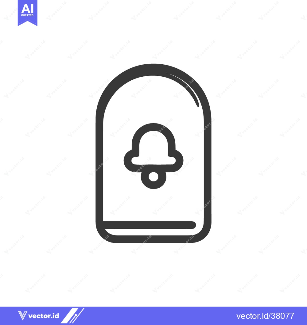 Premium Vector dari Minimalist Notification Icon: Rounded Rectangle with Bell Symbol, Blac