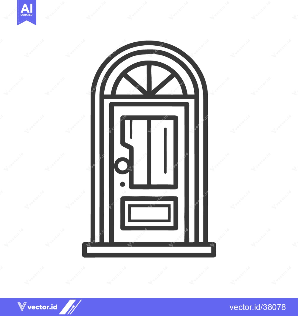 Premium Vector dari Elegant Arched Doorway: Minimalist Line Art Illustration on White Back