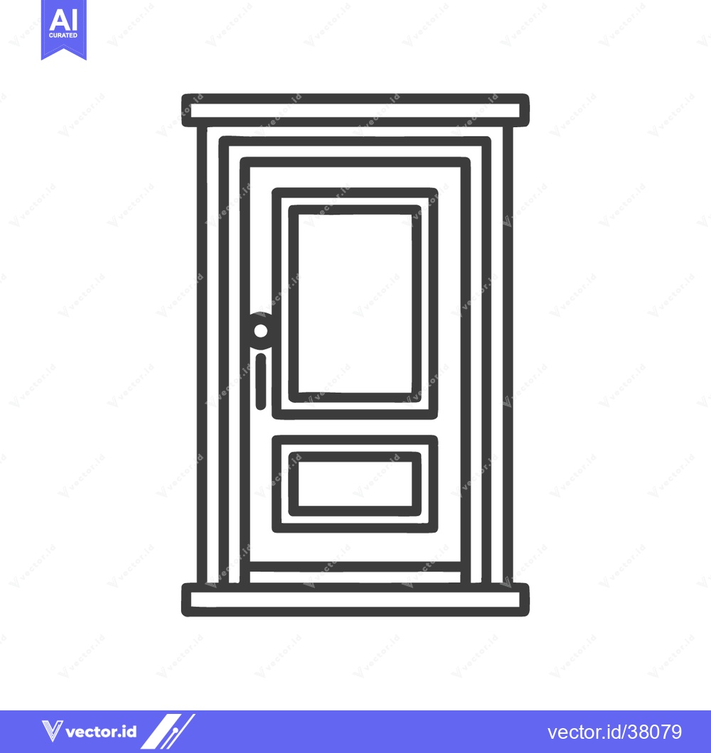 Premium Vector dari Minimalist Door Icon: Clean Line Art Illustration on White Background