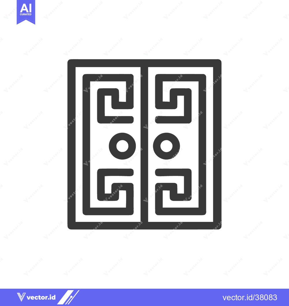 Premium Vector dari Geometric Maze Door Icon: Symmetrical Design with Circular Accents