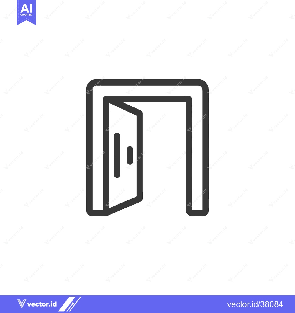 Premium Vector of Open Doorway Icon: Simple Line Art Symbolizing Opportunity and New Beg