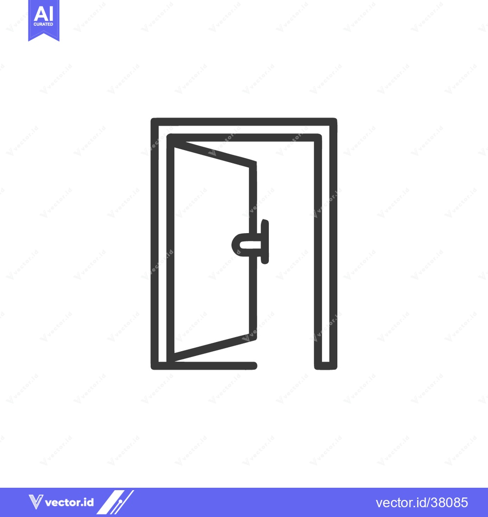 Premium Vector of Minimalist Open Door Icon: Simple Line Art Symbol for Entry and Opport