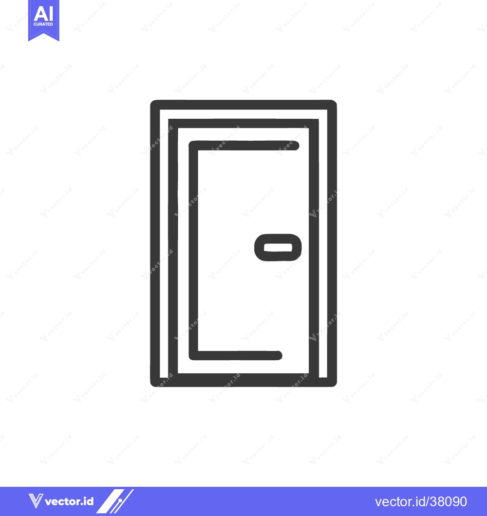 Premium Vector of Minimalist Door Icon: Clean Line Art, Modern Design, Interior Access S