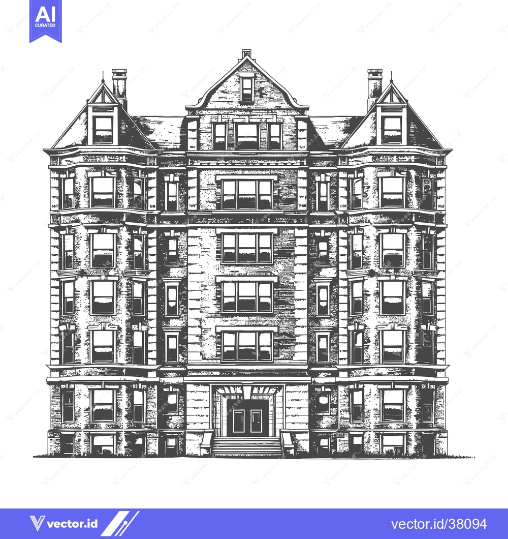 Premium Vector dari Elegant Brick Building Architectural Drawing