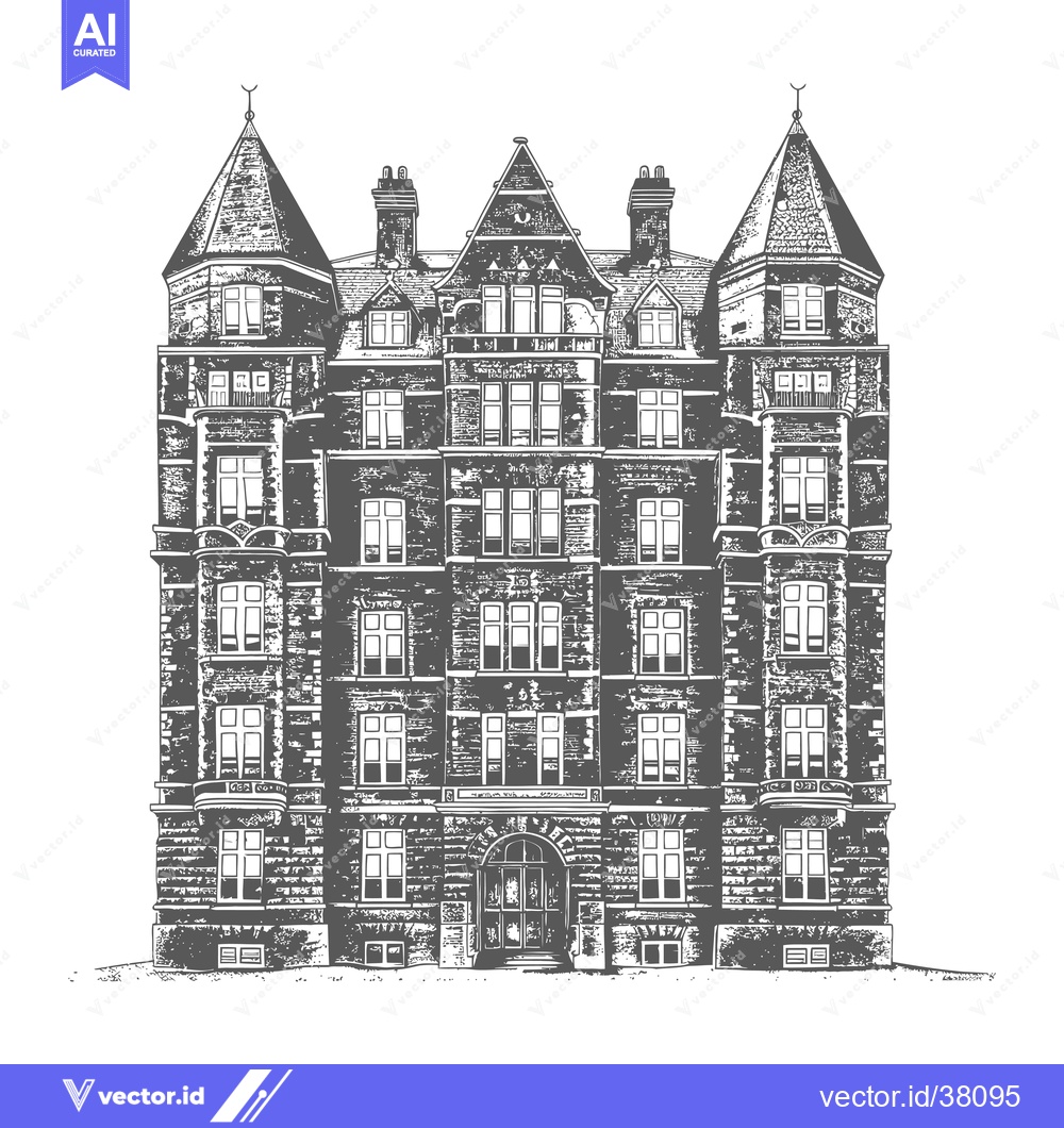 Premium Vector of Majestic Stone Building Architectural Drawing