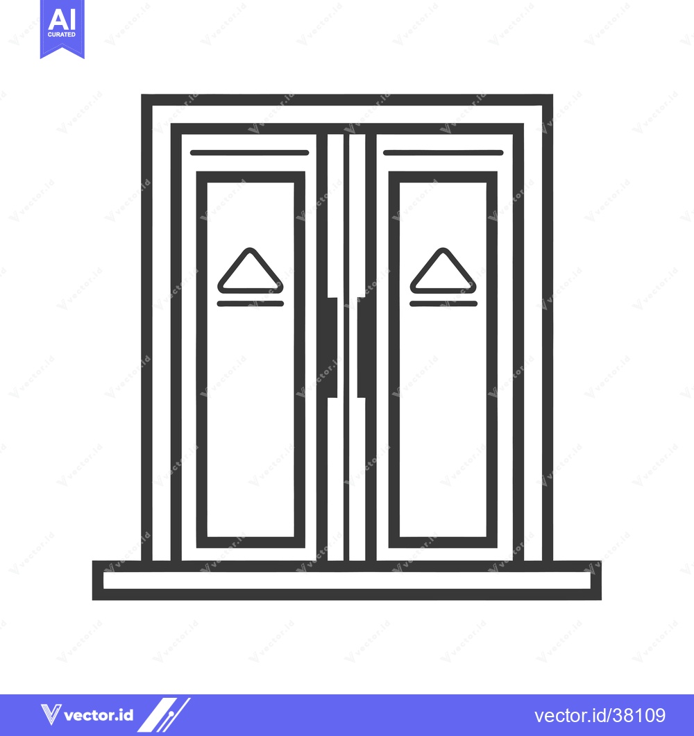 Premium Vector dari Double Door Entrance With Triangular Design Elements