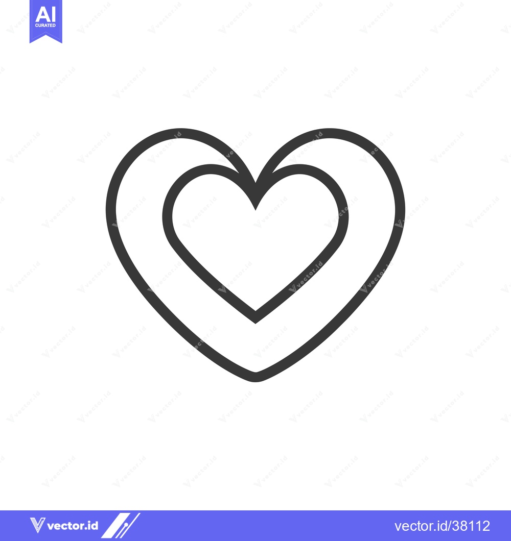 Premium Vector dari Double-lined heart shape icon in black outline