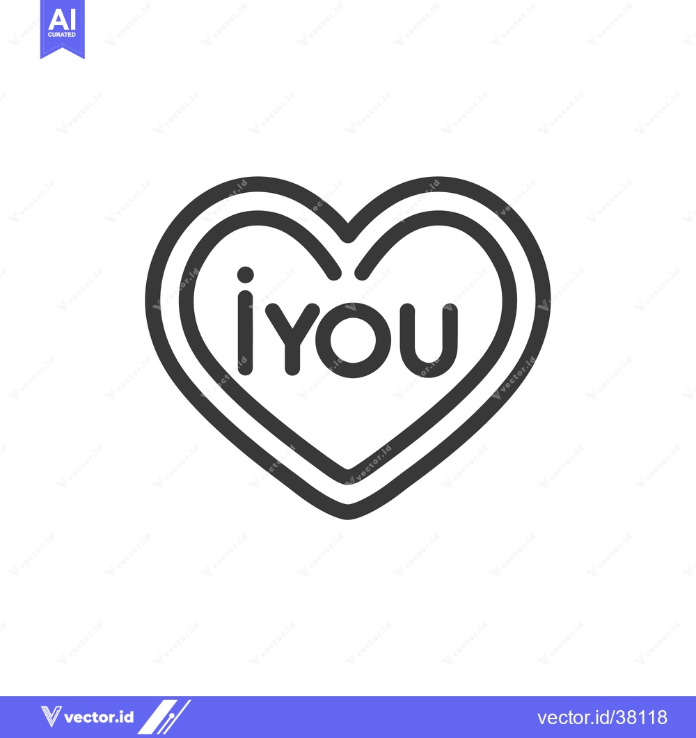 Premium Vector of Double-Line Heart Shape with "I You" Text Inside