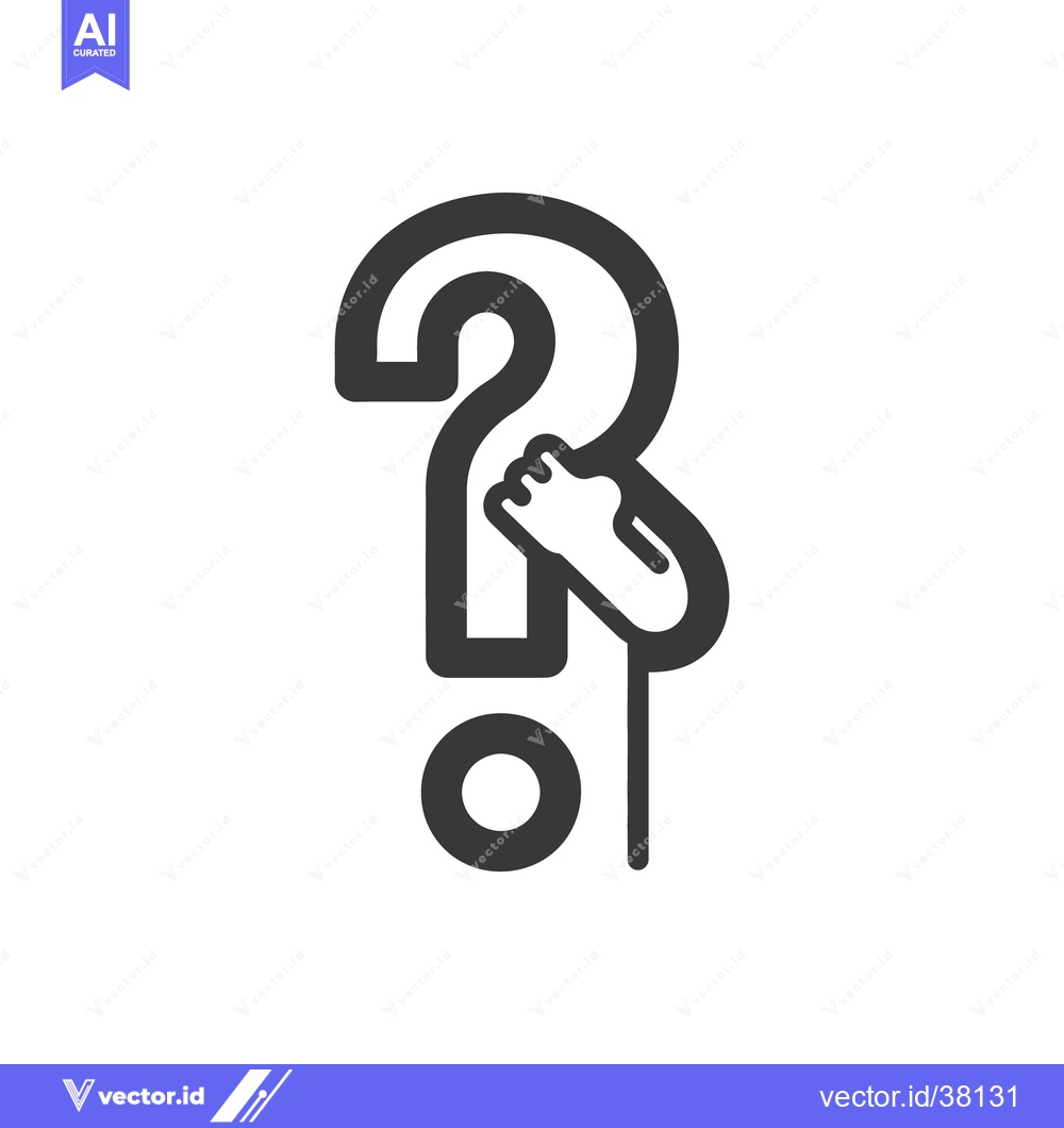 Premium Vector dari Simple question mark symbol with an arm holding it carefully