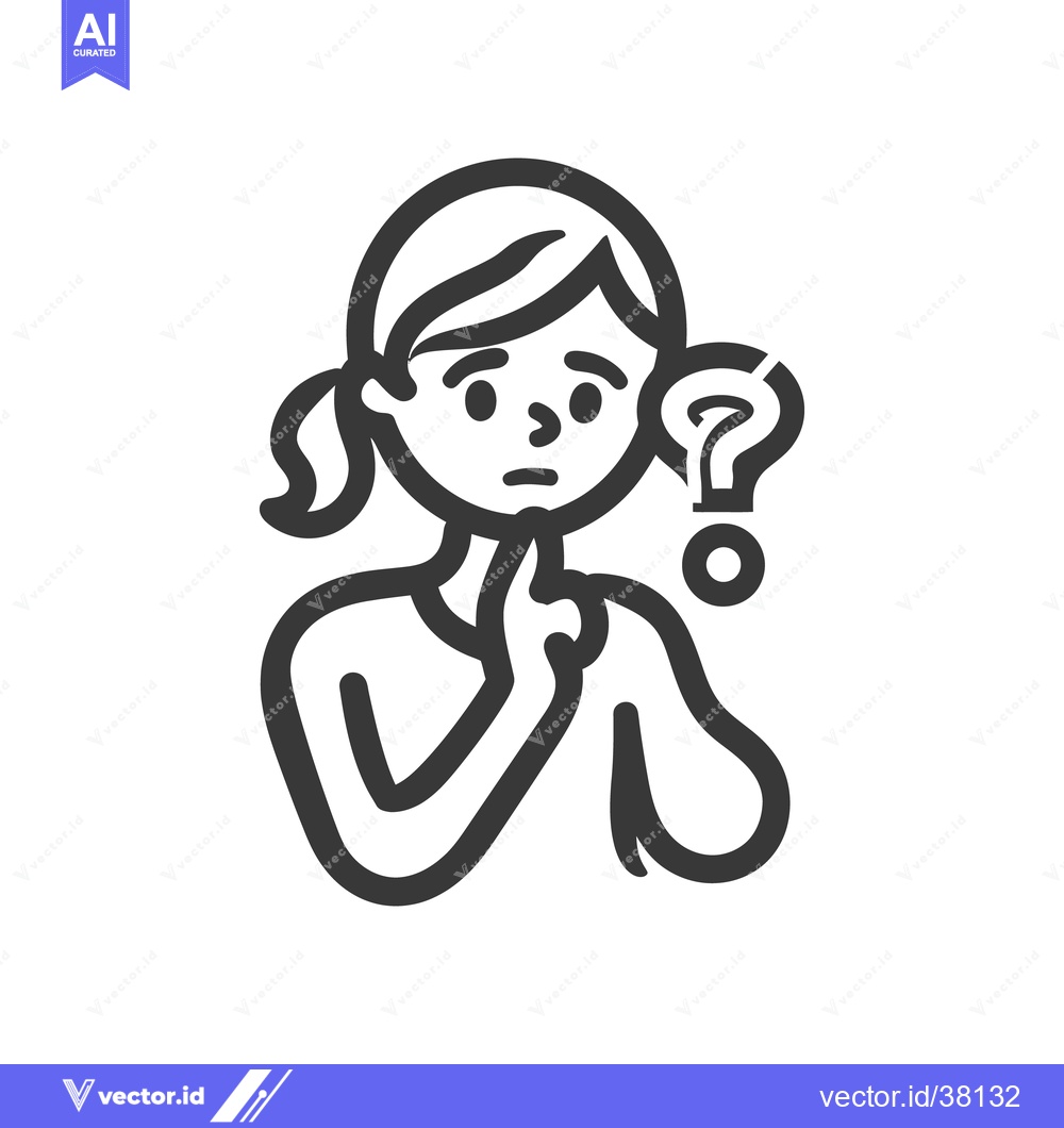 Premium Vector of The stylized image depicts a girl with a question mark