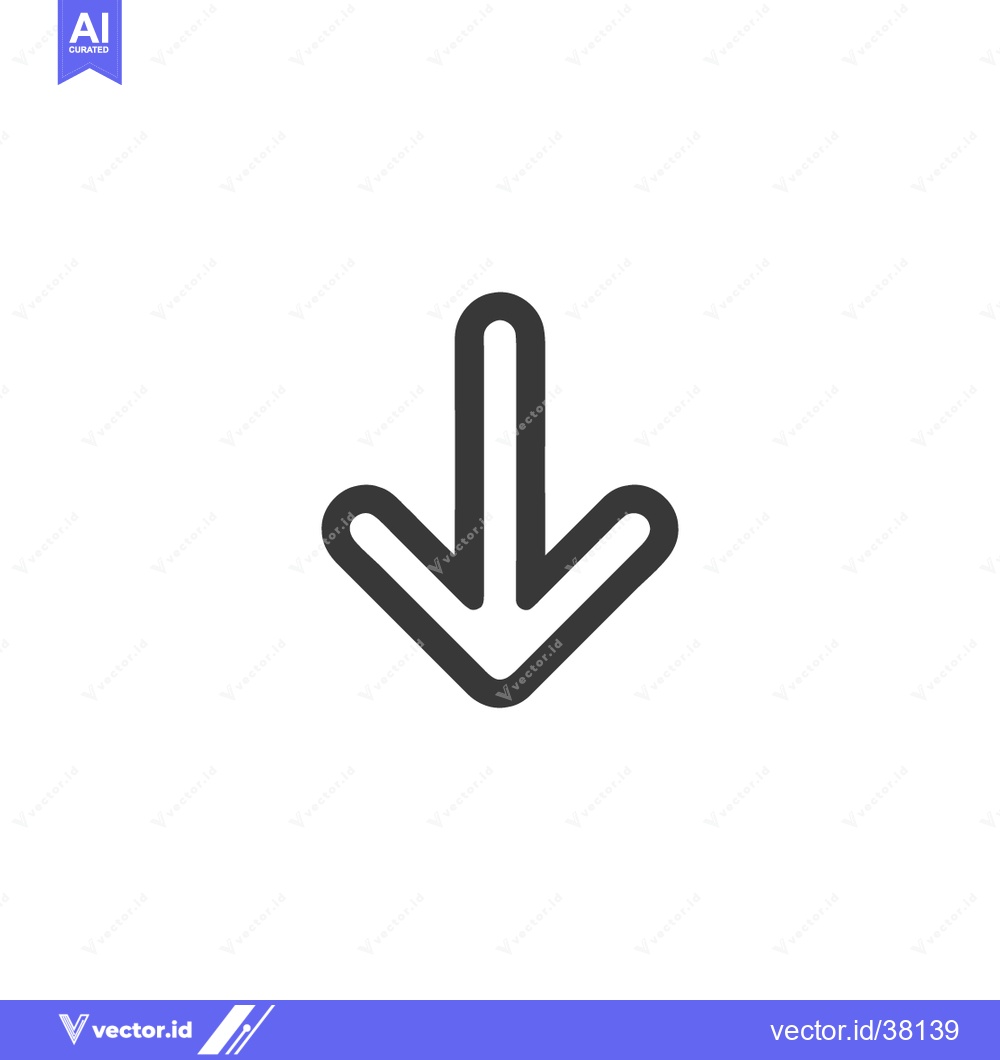 Premium Vector dari Simple Downward Arrow Icon with Rounded Edges on White Background