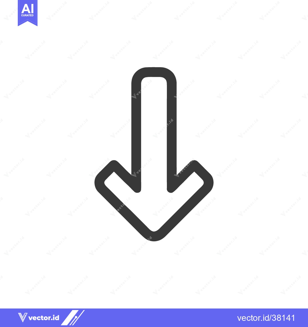 Premium Vector of Bold Downward Arrow Icon: Simple, Clean Design on White Background