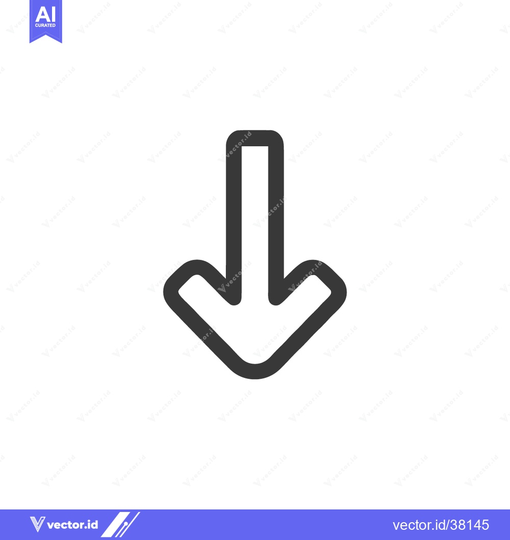 Premium Vector of Bold Downward Arrow Icon: Simple, Clear Directional Symbol on White Ba