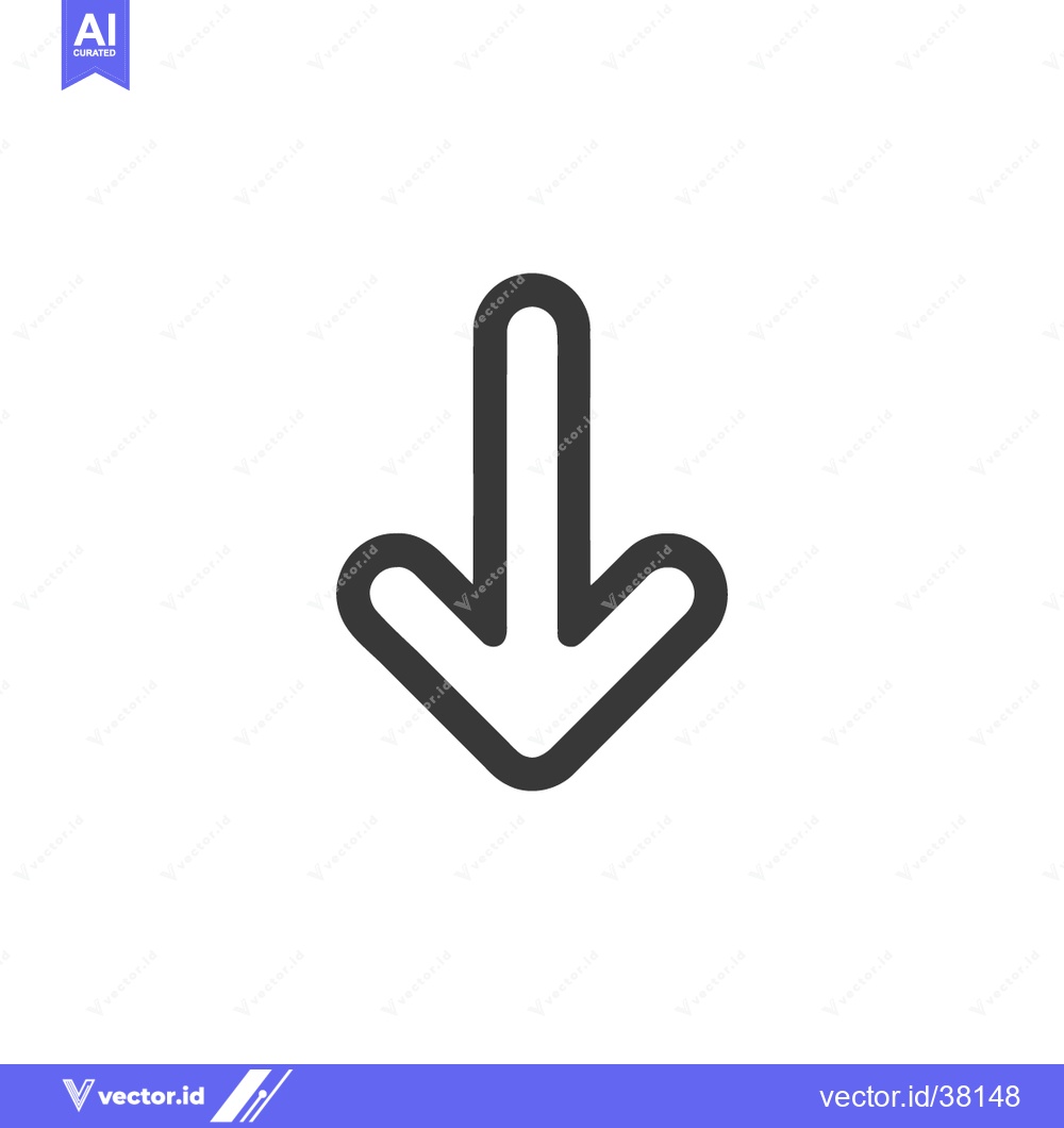 Premium Vector dari Bold Outline of a Downward Pointing Arrow on White Background