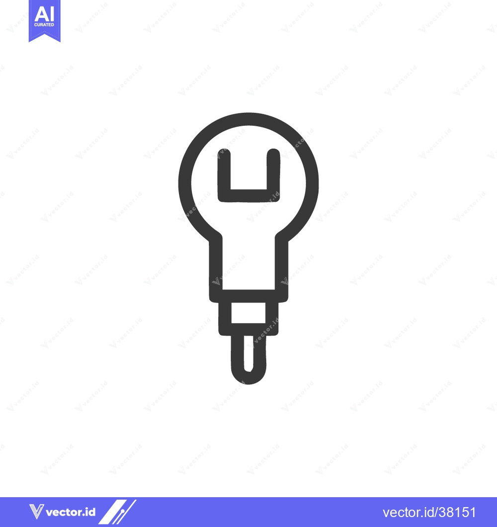 Premium Vector of Minimalist Wrench Icon: Black Outline on White Background, Repair Tool