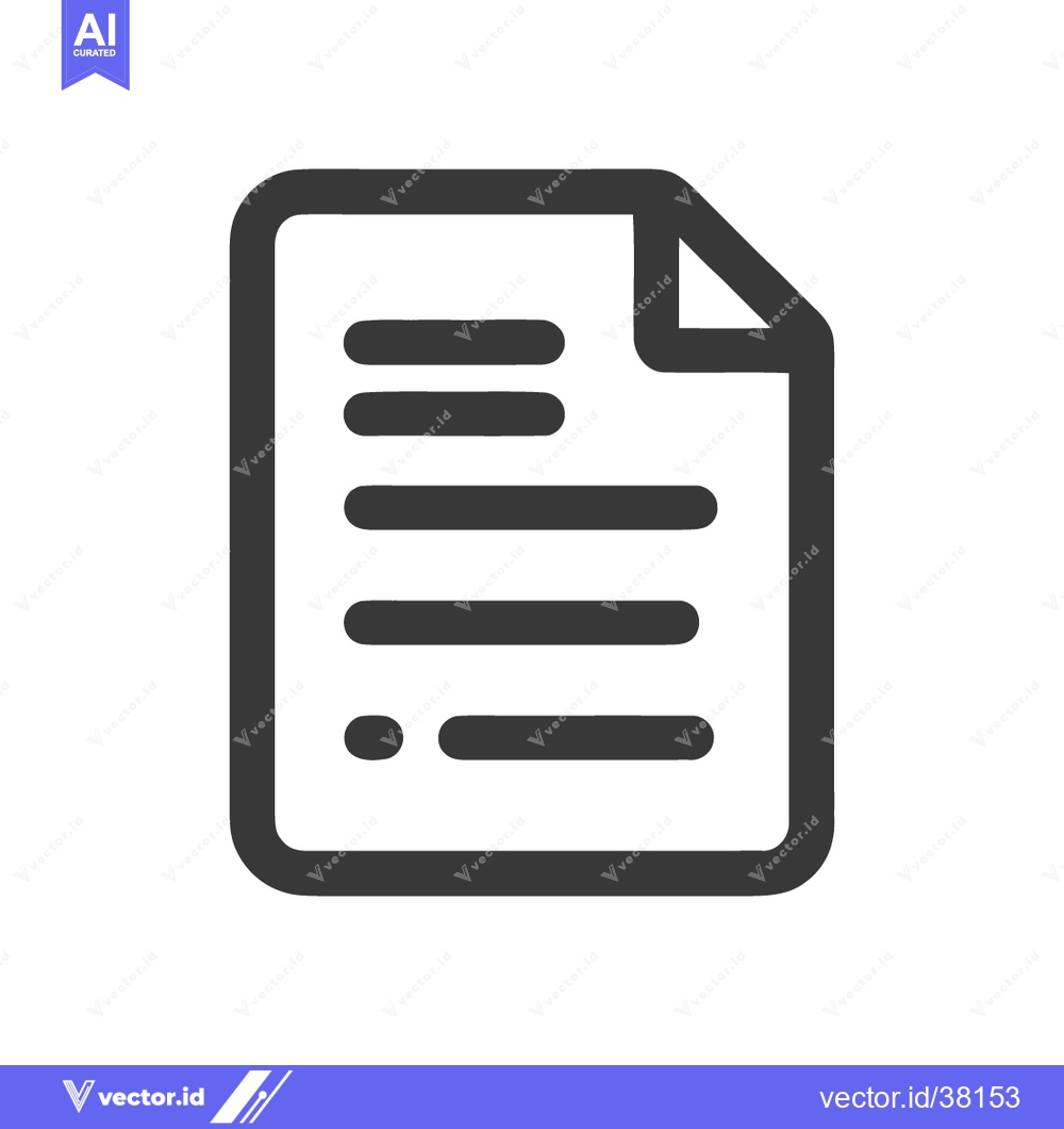 Premium Vector of Minimalist Document Icon: Rounded Corners, Folded Edge, Dark Gray Line