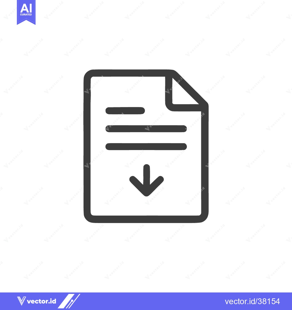 Premium Vector of Download Document Icon: Simple Line Art with Arrow