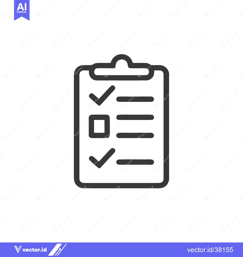 Premium Vector dari Minimalist Checklist Icon: Clipboard with Checkmarks and Lines on Whit