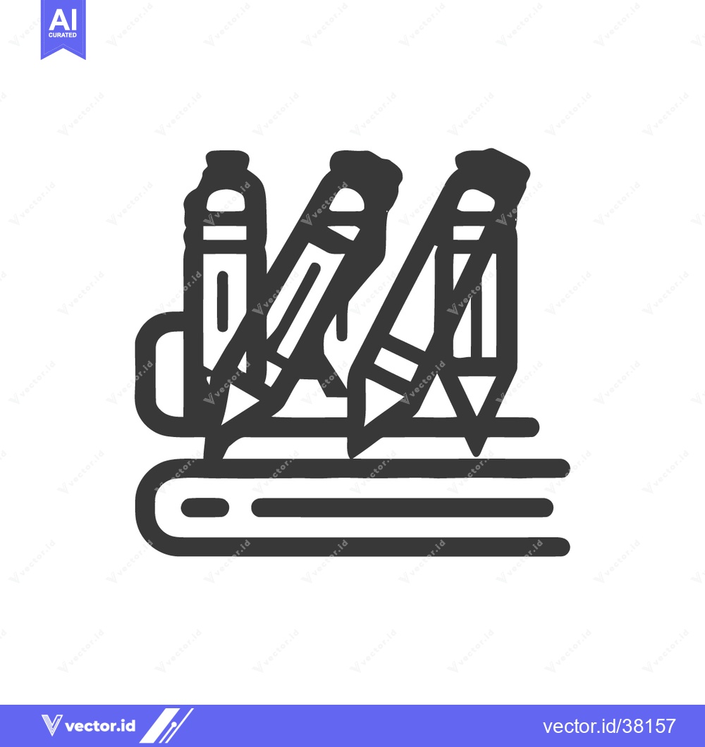 Premium Vector of Stylized Book Icon with Pencils and Eraser, Education Concept