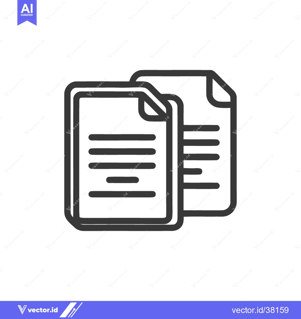 Premium Vector dari Two Documents Icon: Stacked Pages with Text, Outline Style