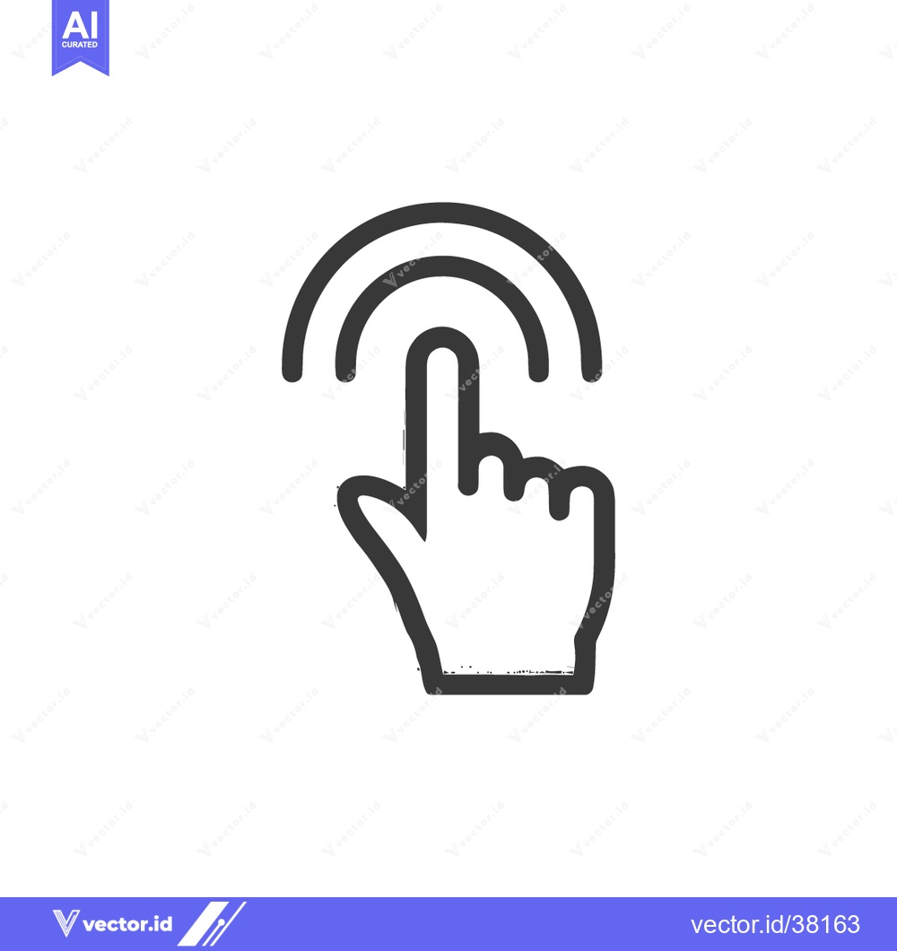 Premium Vector dari Hand Cursor Icon: Finger Tapping with Circular Waves, Minimalist Desig
