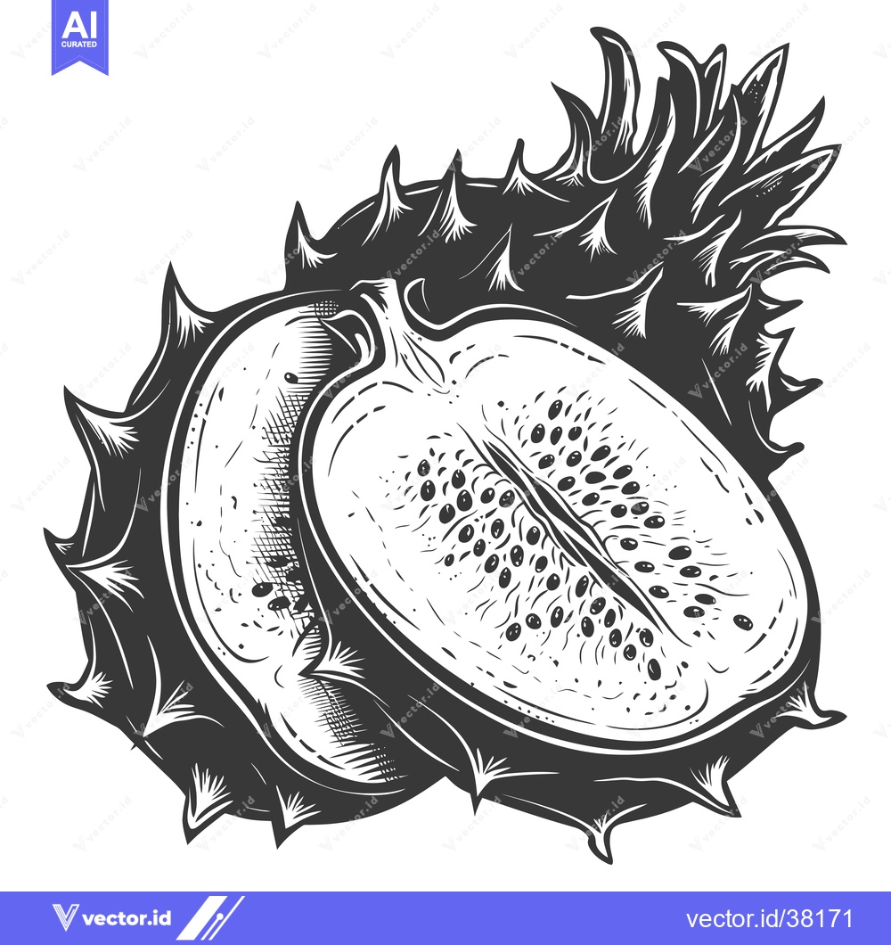 Premium Vector of A detailed illustration of a dragon fruit halved
