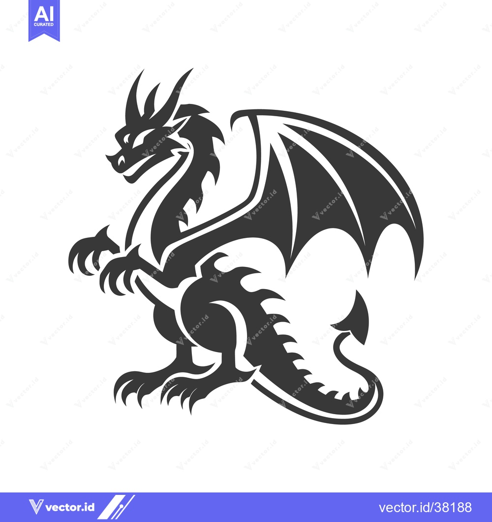 Premium Vector dari A stylized illustration of a mythical dragon creature with wings